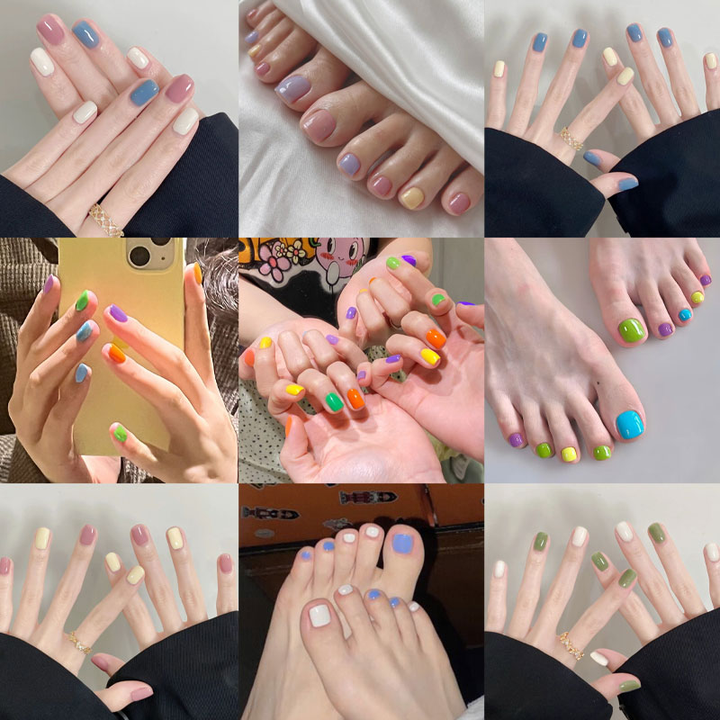 假指甲贴片成品彩虹糖果跳色系列防水多巴胺少女元气穿戴美甲显白