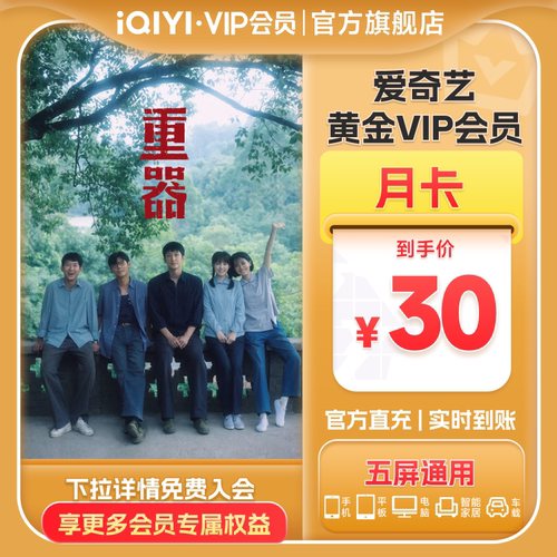 【黄金月卡】爱奇艺黄金vip视频会员1个月影视会员《重器》黄景瑜