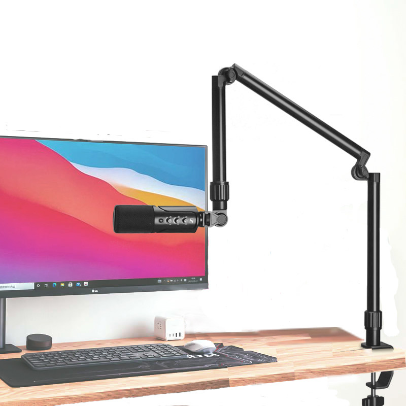 全金属C型桌面大力夹专业直播竖支架麦克风手机相机360旋转直播架
