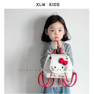 ins风儿童迷你kt猫双肩包包韩版高级感可爱女童宝宝凯蒂猫小背包
