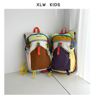 chao轻薄 韩国ins风拼色儿童防水登山包男女宝宝户外大容量双肩包