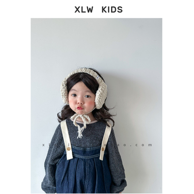 儿童手工系带耳罩纯色秋冬