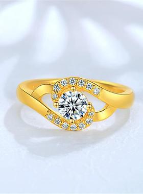 新款真金色沙金戒指女款可调节