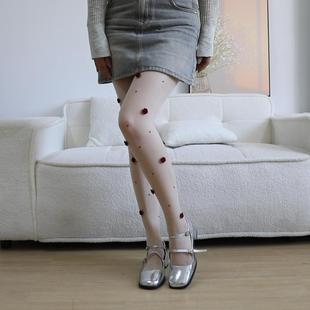 立体小红玫瑰花烫钻透肤女士连裤 袜性感优雅风日常工作穿搭打底袜