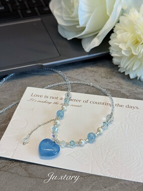 原创施华洛加海蓝宝手链女款单圈简约百搭饰品礼物送女友闺蜜