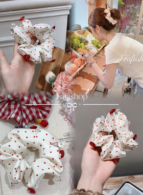 FAFA原创韩国发饰【奶油草莓】甜美波点大肠发圈