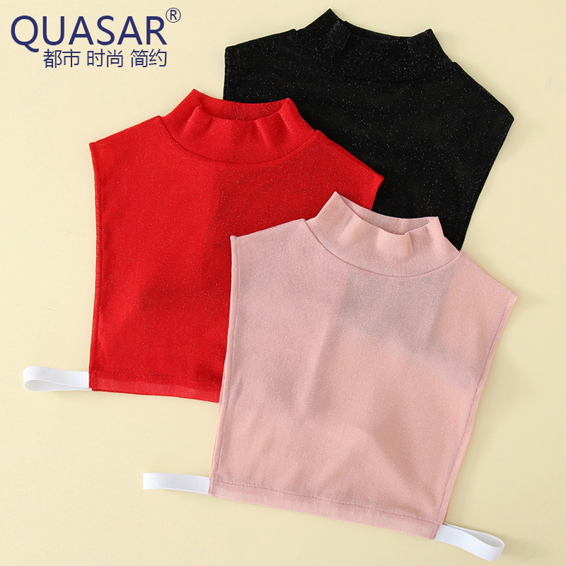 网纱闪钻内搭配毛衣假衣领