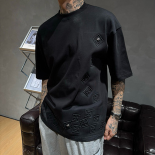 2026春夏新款克罗十字架短袖T恤男潮牌宽松休闲百搭半袖上衣