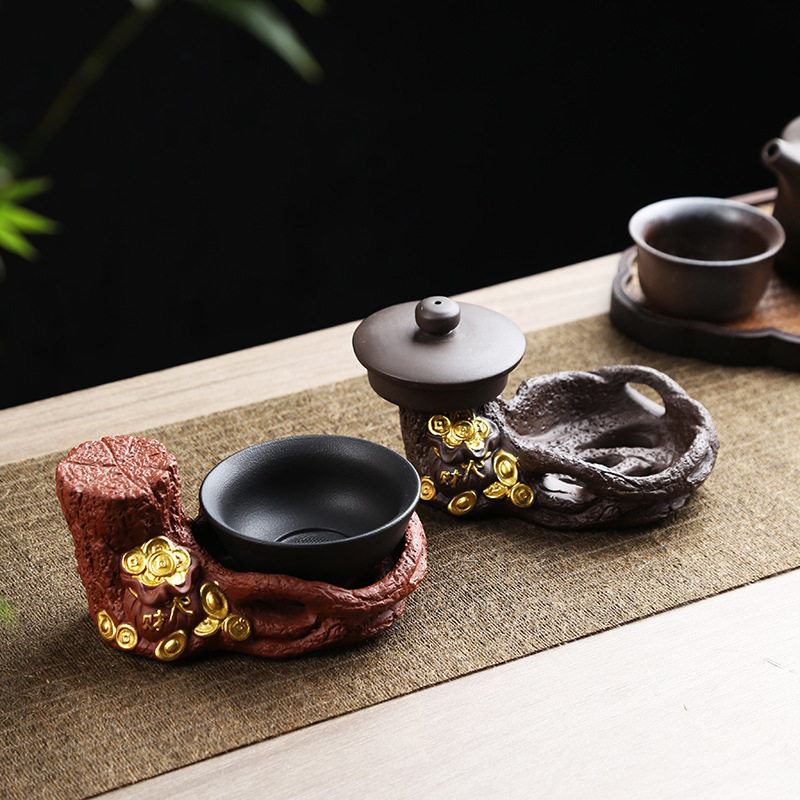 紫砂茶壶盖碗盖茶托配件创意盖置树干盖托茶漏架茶夹托茶具小配件