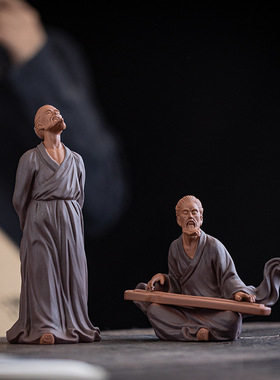 中式禅意历史人物紫砂工艺品摆件伯牙觅知音钟子期家居书房装饰品