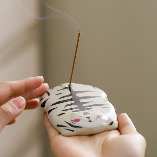 可爱陶瓷动物造型青蛙线香插摆件