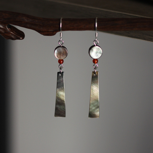 原创设计新中式贝壳耳环耳坠S925银古风汉服配饰流苏新款冷清耳饰