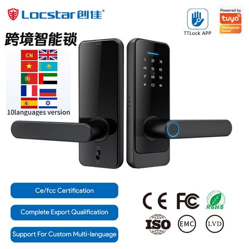 智能锁厂家一握开指纹锁密码锁智能门锁家用室内门涂鸦智能锁