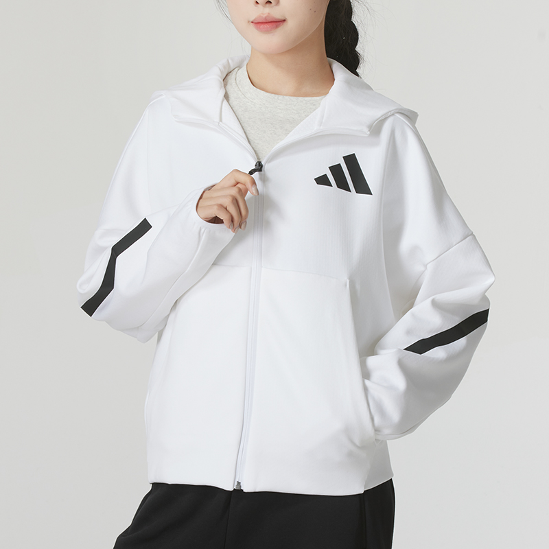 阿迪达斯女款休闲连帽夹克