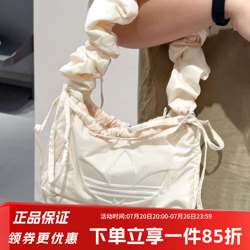 阿迪达斯三叶草单肩包女包2025新款休闲包时尚荷叶边腋下包运动包