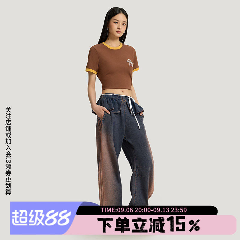 阿迪达斯三叶草女装夏季新款复古经典印花撞色运动短袖T恤KT3061