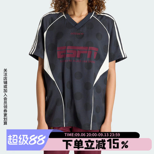 阿迪达斯三叶草女款V领短袖