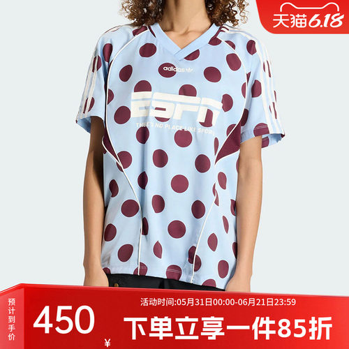 阿迪达斯三叶草女款V领短袖