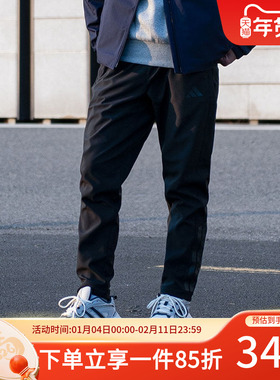 阿迪达斯男裤2025冬季新款梭织直筒长裤加绒保暖休闲运动裤KA1301