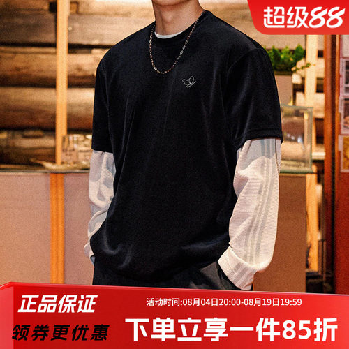阿迪达斯三叶草男款天鹅绒短袖