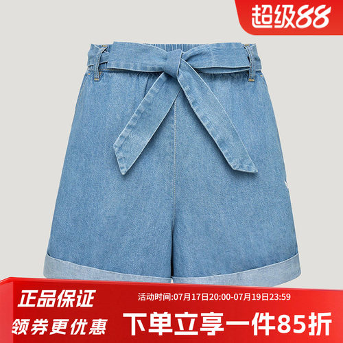 阿迪达斯三叶草女款牛仔短裤