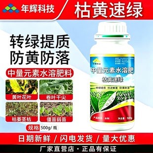 年辉中量元素水溶肥料防黄防落转绿提质枯黄速绿瓜果蔬菜叶面肥