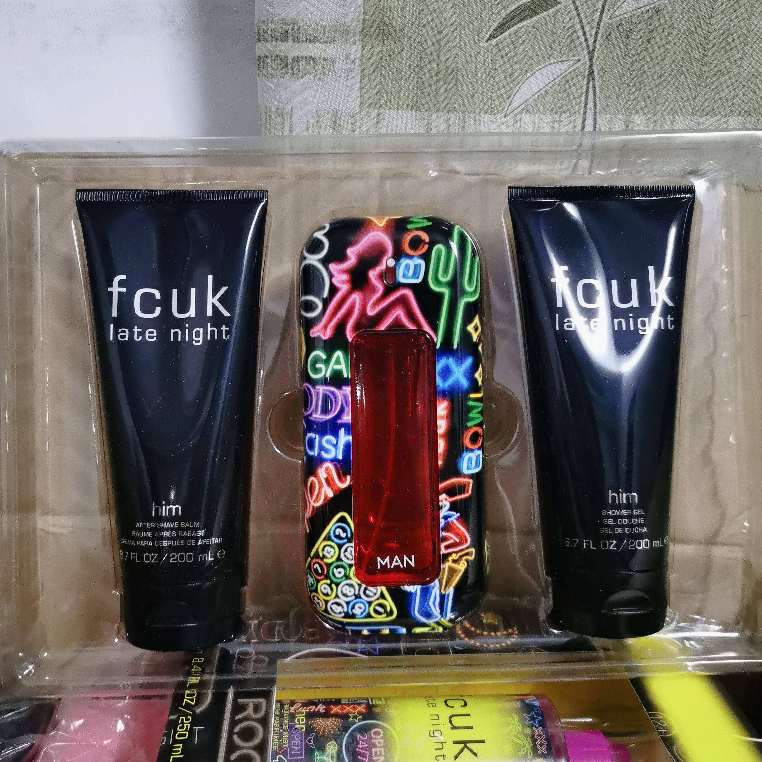 现货FCUK FOR HIM男女正装淡香水100ml须后乳沐浴露200ml正品礼盒