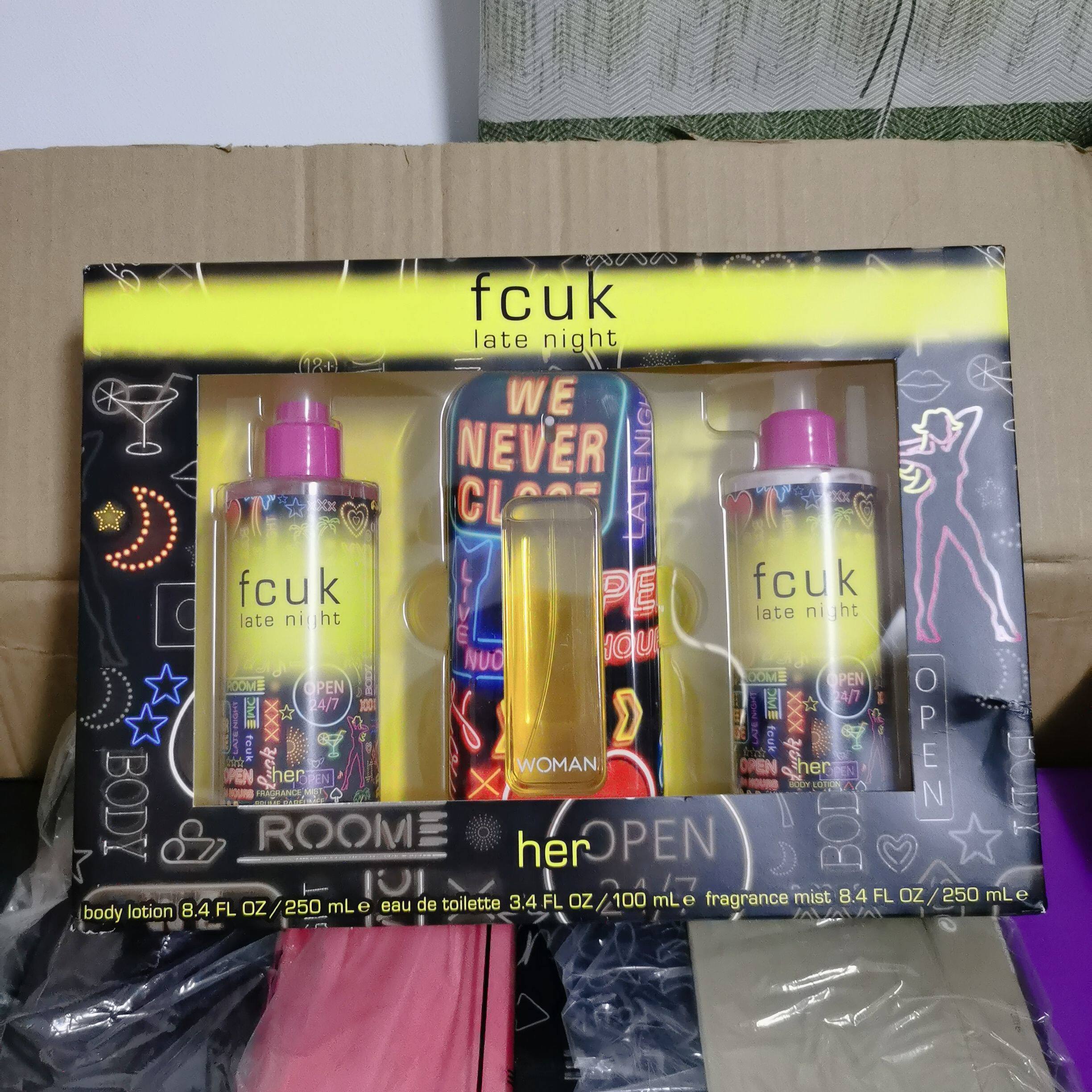 FCUK法式深夜女士香水套装EDT100ml+身体乳250ml+香氛喷雾250ml