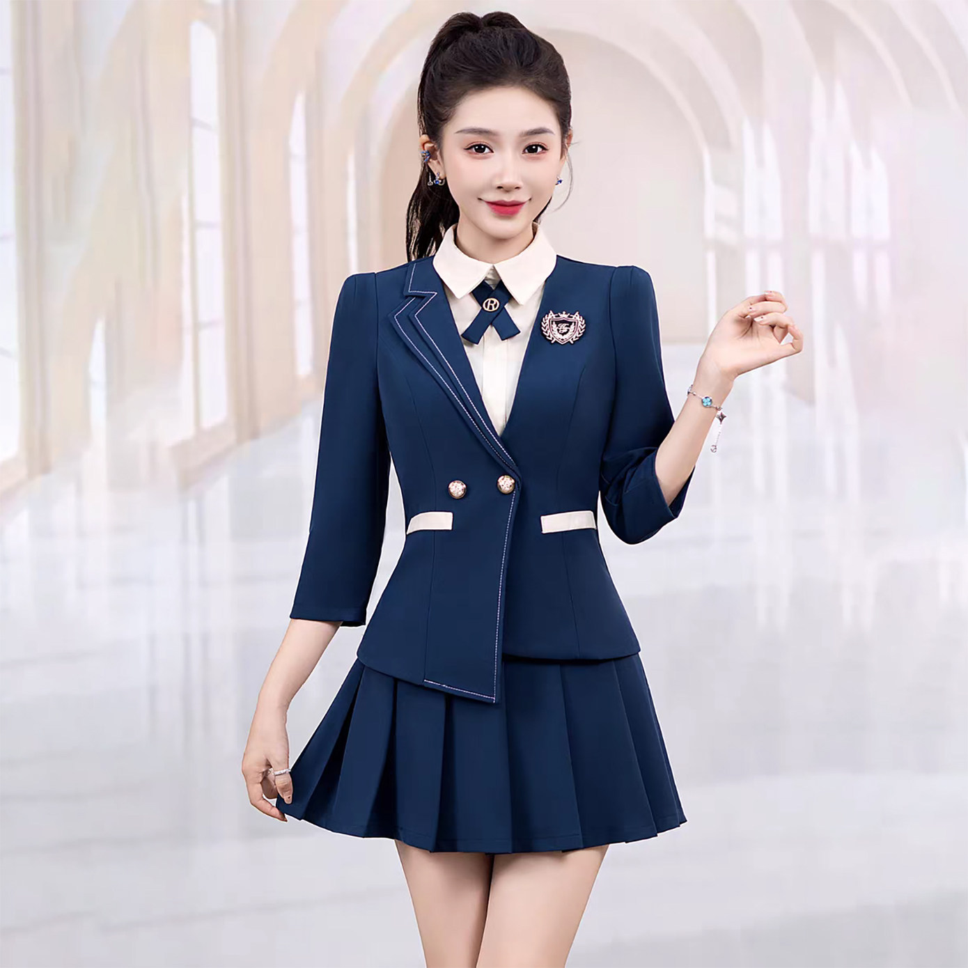 夜场夜总会新款ktv公主工作服套装秋冬酒吧dj包厢服务员工装秋冬