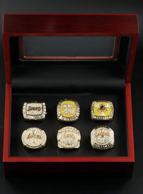 洛杉矶湖人6枚戒指套装科比退役带木盒篮球球迷周边纪念礼物男生