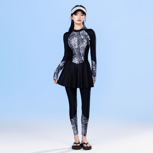 0320e 防晒保守连身浮潜水母衣2026新款 潜水服女士泳衣女长袖 长裤