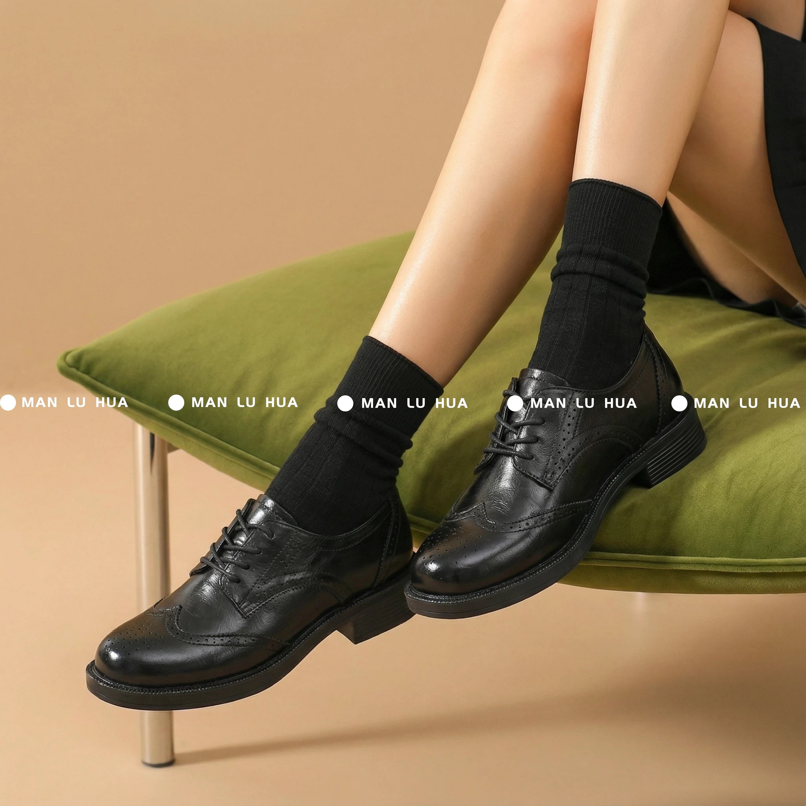 羊皮英伦风布洛克鞋女黑色系带小皮鞋复古牛津鞋学院风单鞋真皮,女鞋,牛津鞋/布洛克鞋/德比鞋,淘宝优惠券,粉丝福利购,淘宝优惠卷