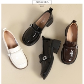 2025新款 中跟软底软皮英伦风 一脚蹬懒人单鞋 真皮乐福鞋 女小皮鞋