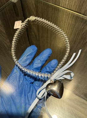 水晶链条金属爱心吊坠蝴蝶结项链