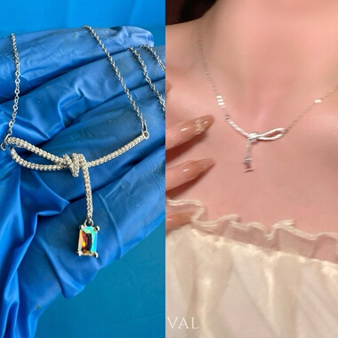 重工锆石超闪精致方块ins项链