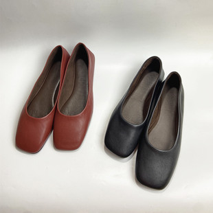 外贸出口浅口里外全皮平底透气女单鞋 平底女鞋 软到无骨女鞋