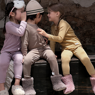 纯棉超弹裸感拉架无骨新中式 套装 儿童纯色打底男女童秋衣秋裤 新款