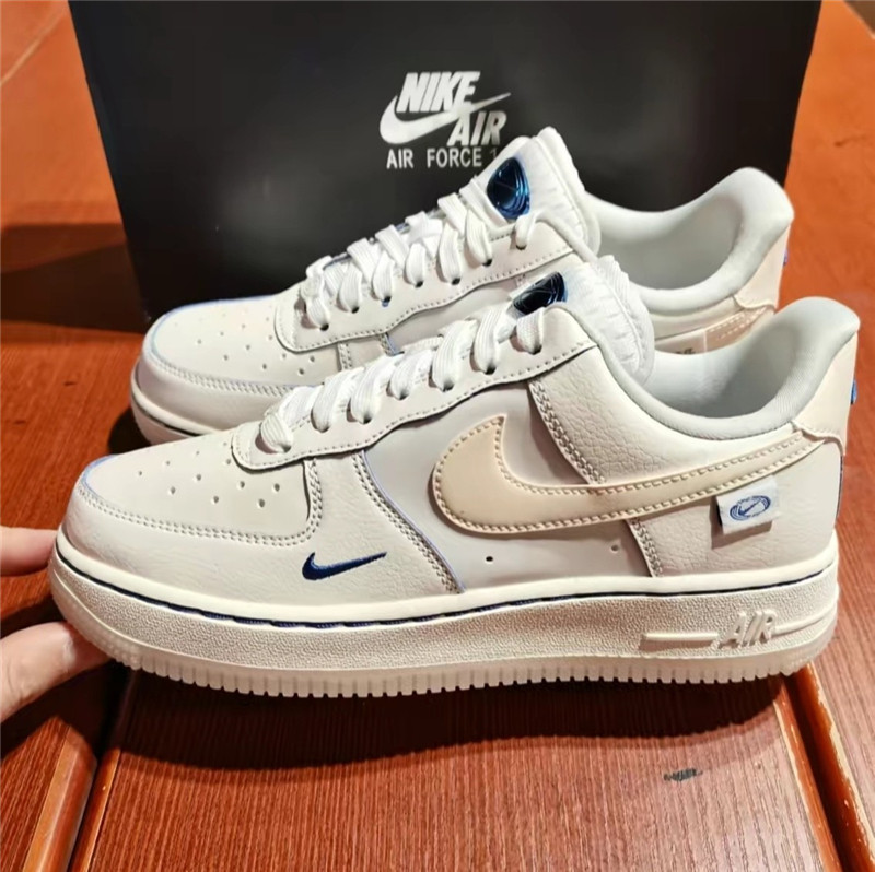 耐克 air force 1 af1空军一号新款灰白蓝奶白反光板鞋dx6065-101