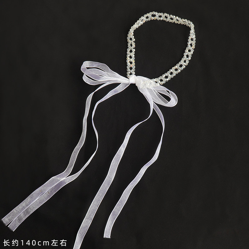 法式珍珠仙女头饰夏天绑发箍飘带