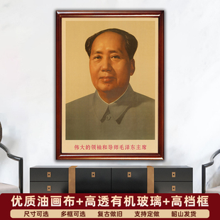 毛主席墙画毛泽东老年标准像画像复古版本画客厅玄关壁挂画装饰画