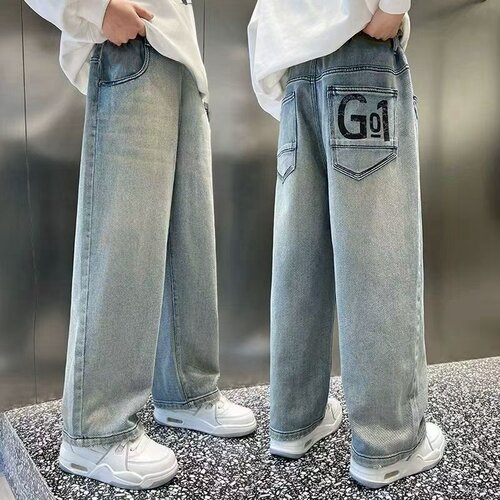 男童牛仔裤春秋款阔腿裤