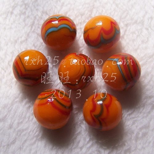 波纹球桔色玻璃弹珠16mm跳棋子