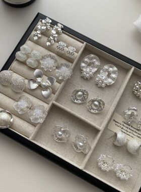 欧美时髦ins风金属耳钉925银针独特造型小众设计感老钱风耳环