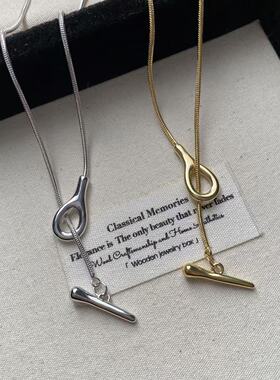 时髦ins风金属OT扣项链个性小众冷淡风秋冬新款简约百搭锁骨链女