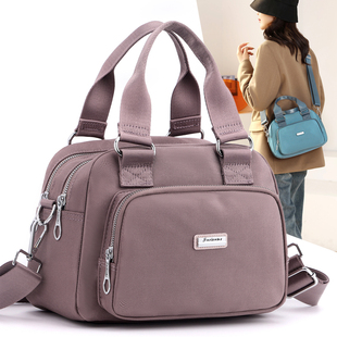 时尚休闲手提单肩包女大容量多层妈妈旅行包简约尼龙牛津布斜挎包