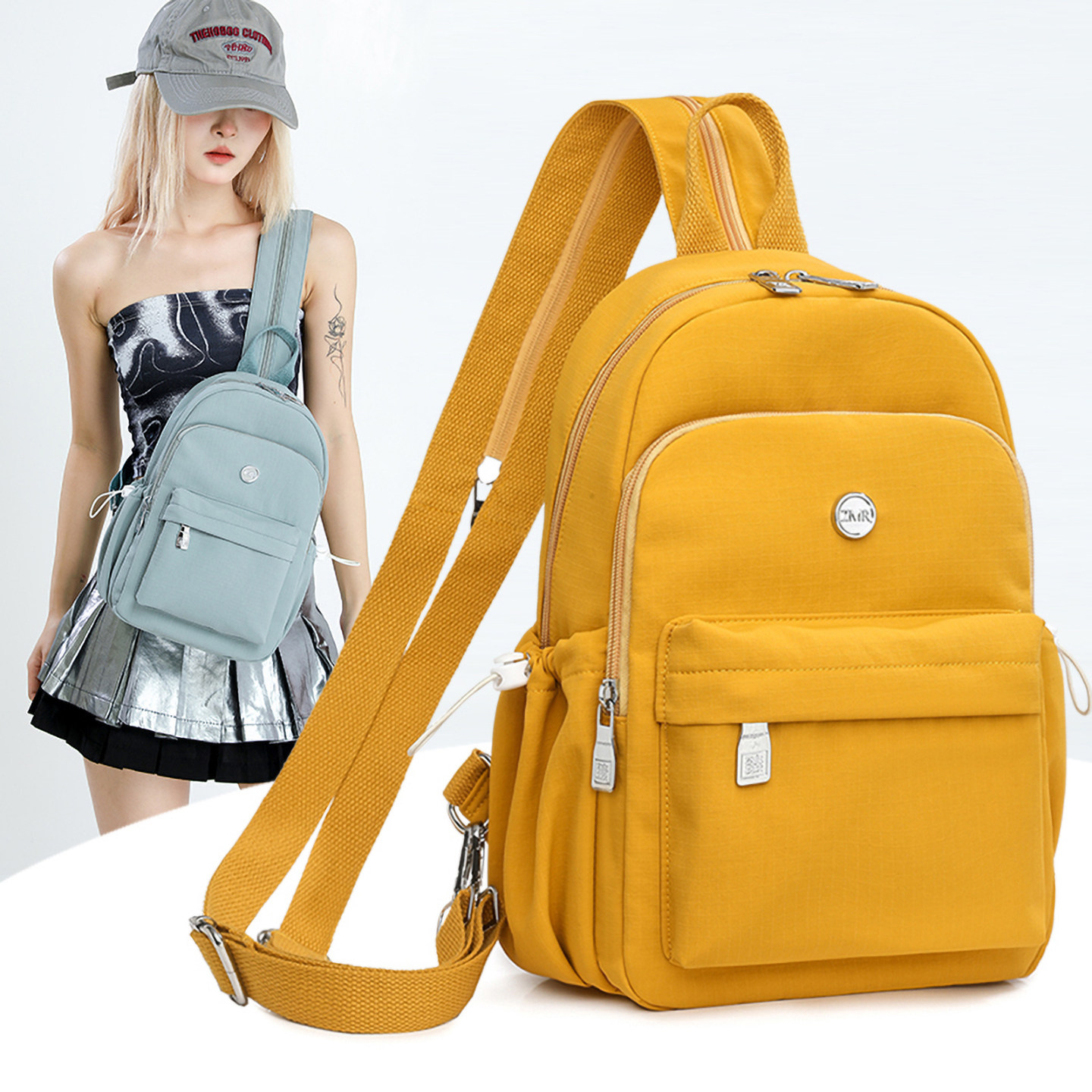 多功能尼龙防水双肩包女大容量轻便休闲百搭通勤包大学生上课胸包