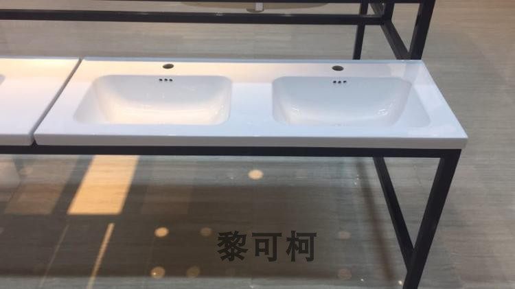 中边陶瓷台上洗脸双盆洗手盆一体半嵌入式左边台盆水池艺术方盆