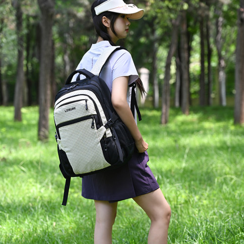 GFSN格纹大容量旅行双肩背包
