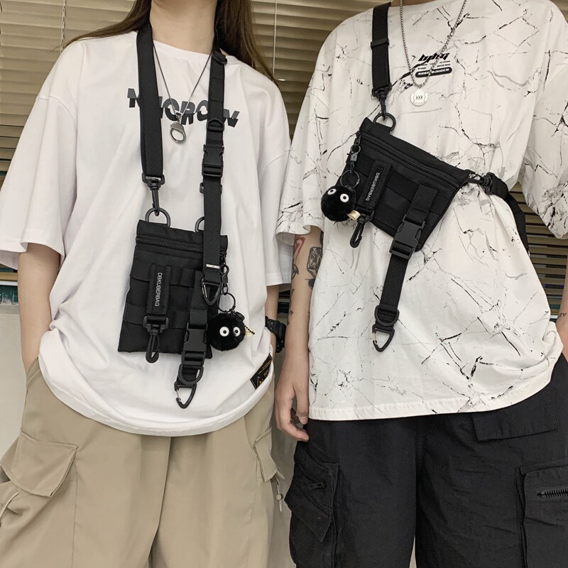 斜挎包潮牌日系工装百搭机能风运动胸包女蹦迪包腰包男包尼龙休闲