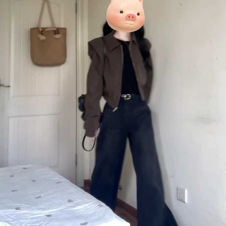 初秋棕色短款外套女春秋款